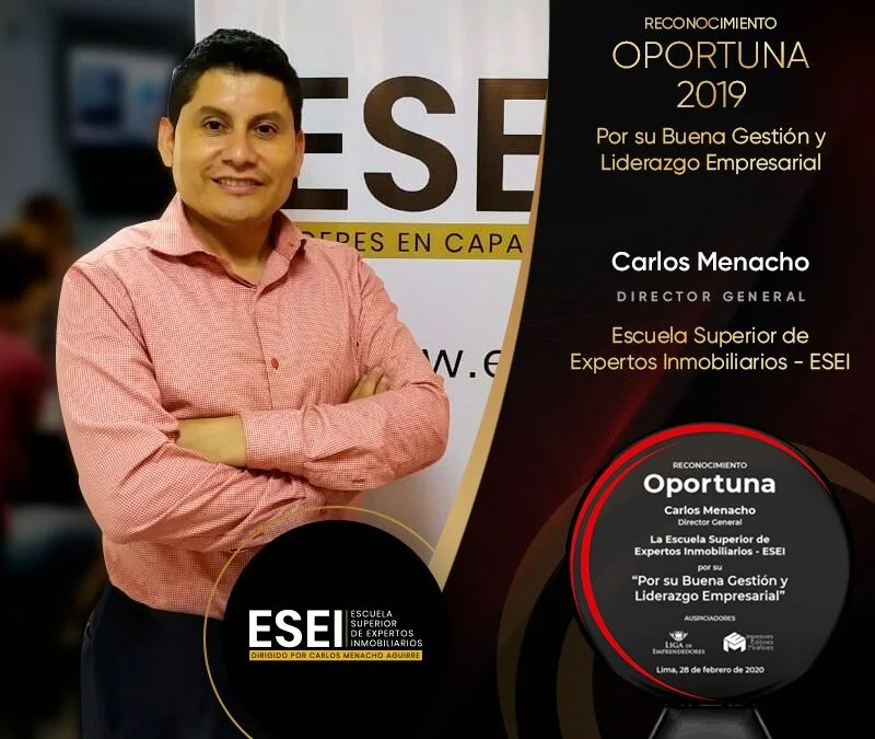 Reconocimiento Oportuna 2019 Por su Buena Gestión y Liderazgo Empresarial